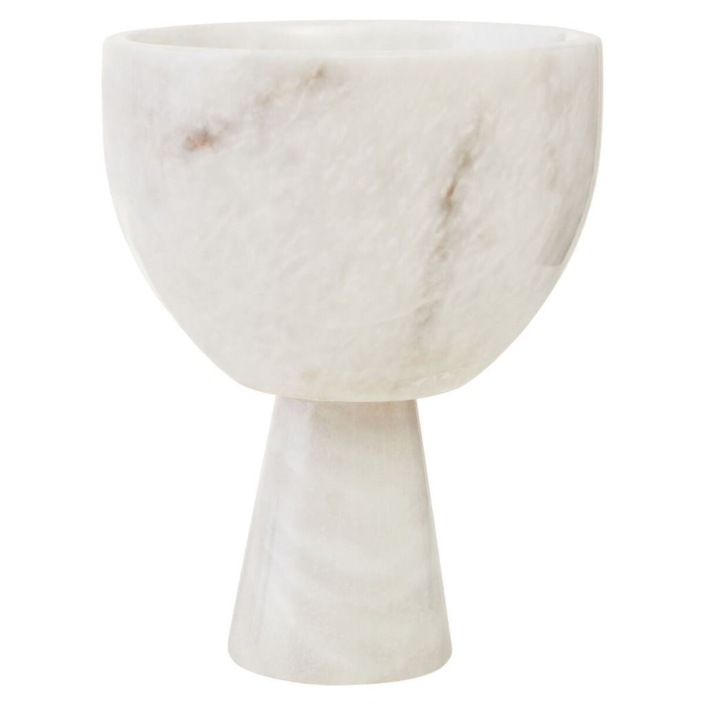 Orsina White Marble Pedestal Bowl – Small Honed Stone Catchall