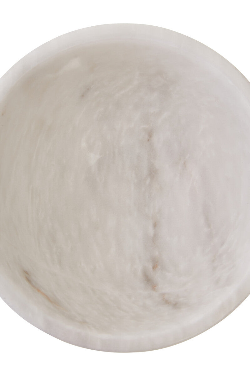 Orsina White Marble Pedestal Bowl – Small Honed Stone Catchall