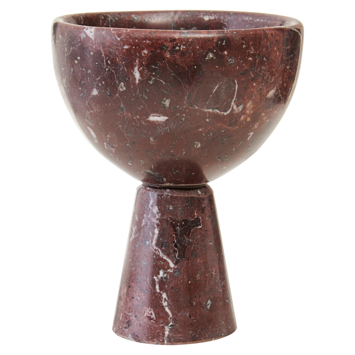 Orsina Salmo Red Marble Pedestal Bowl – Small Honed Tabletop Decor