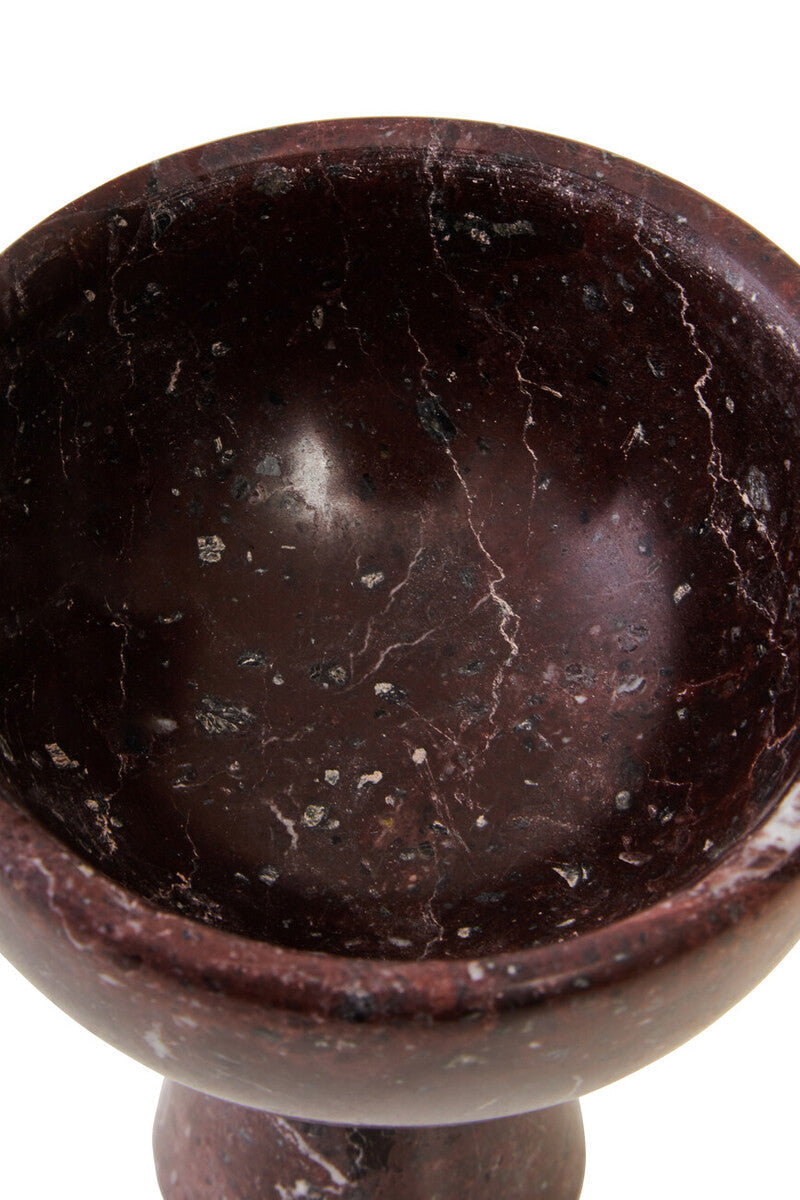 Orsina Salmo Red Marble Pedestal Bowl – Small Honed Tabletop Decor