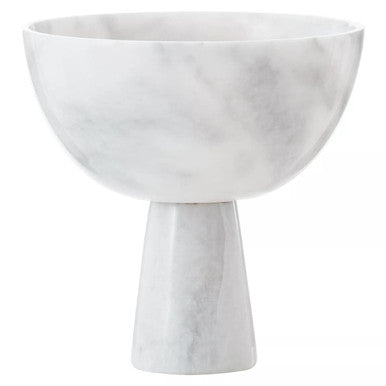 Orsina Salmo Large White Marble Pedestal Bowl | Sculptural Centerpiece