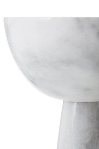 Orsina Salmo Large White Marble Pedestal Bowl | Sculptural Centerpiece