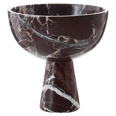 Orsina Salmo Large Red Marble Pedestal Bowl – Footed Centerpiece