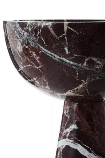 Orsina Salmo Large Red Marble Pedestal Bowl – Footed Centerpiece