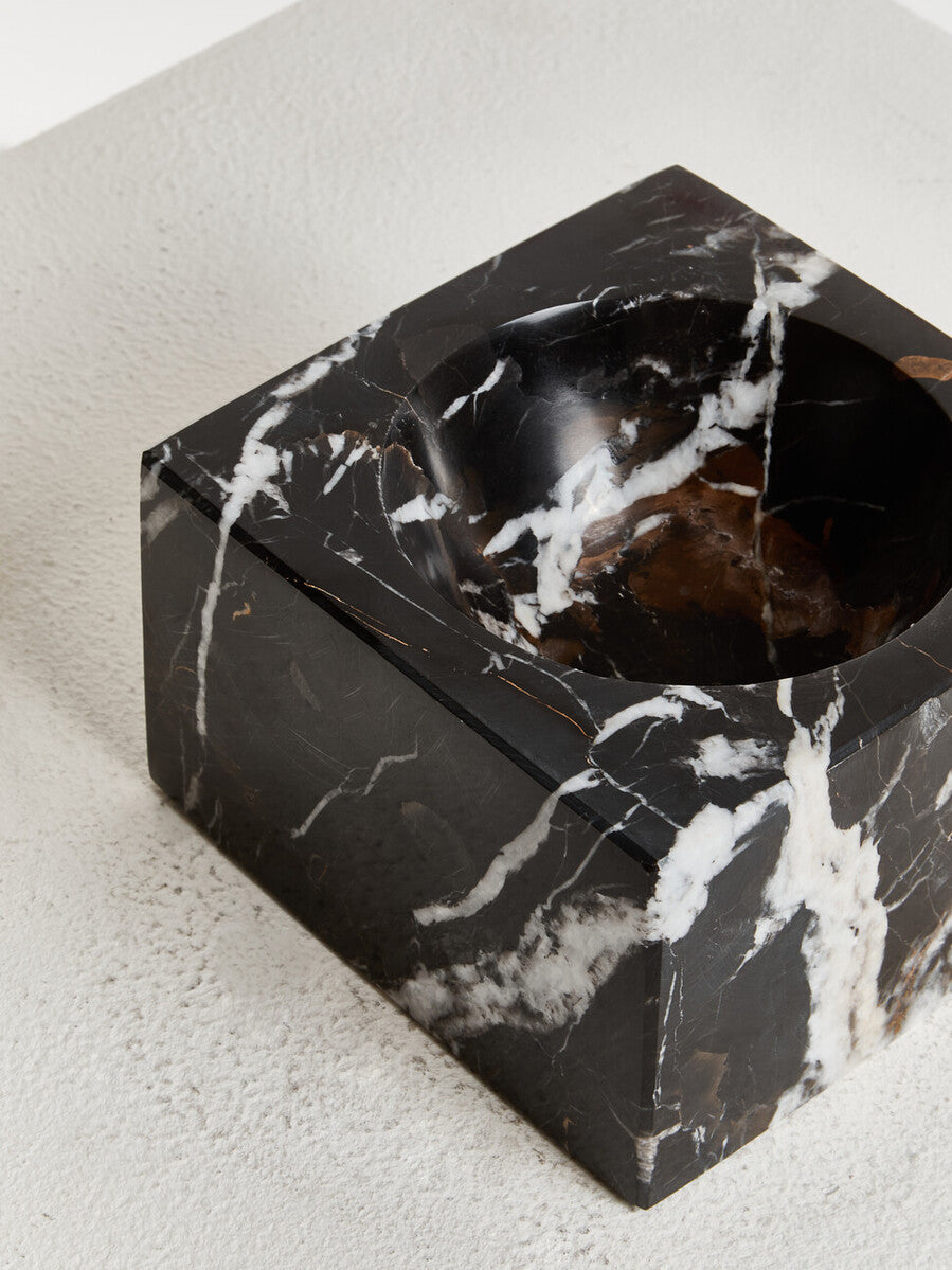 Orsina Salmo Square Black Marble Bowl – Modern Decorative Centerpiece