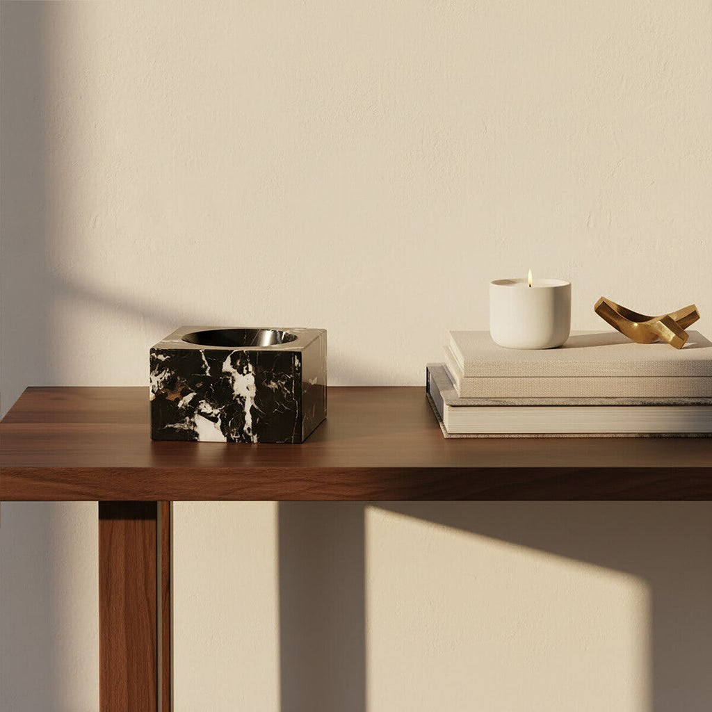 Orsina Salmo Square Black Marble Bowl – Modern Decorative Centerpiece