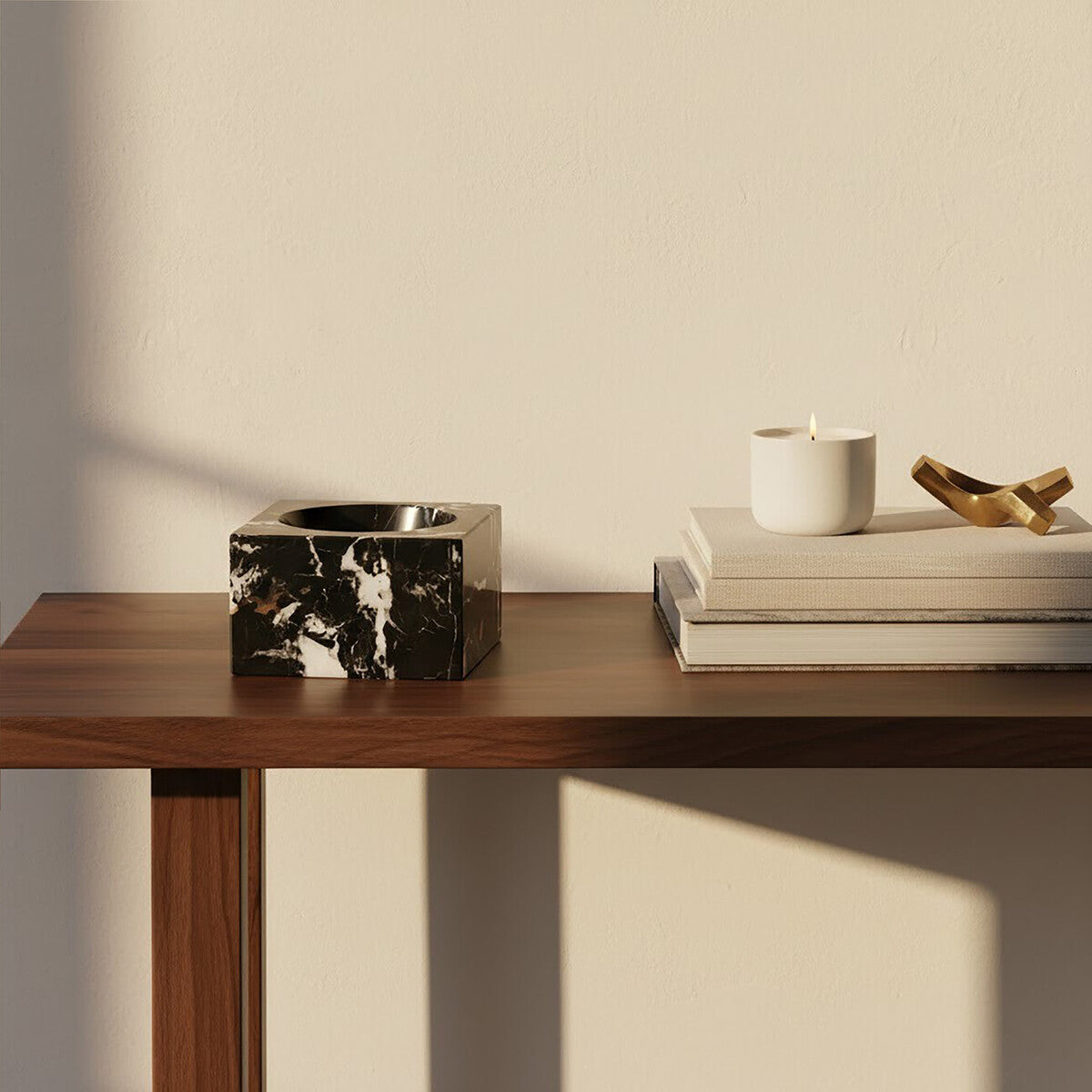 Orsina Salmo Square Black Marble Bowl – Modern Decorative Centerpiece