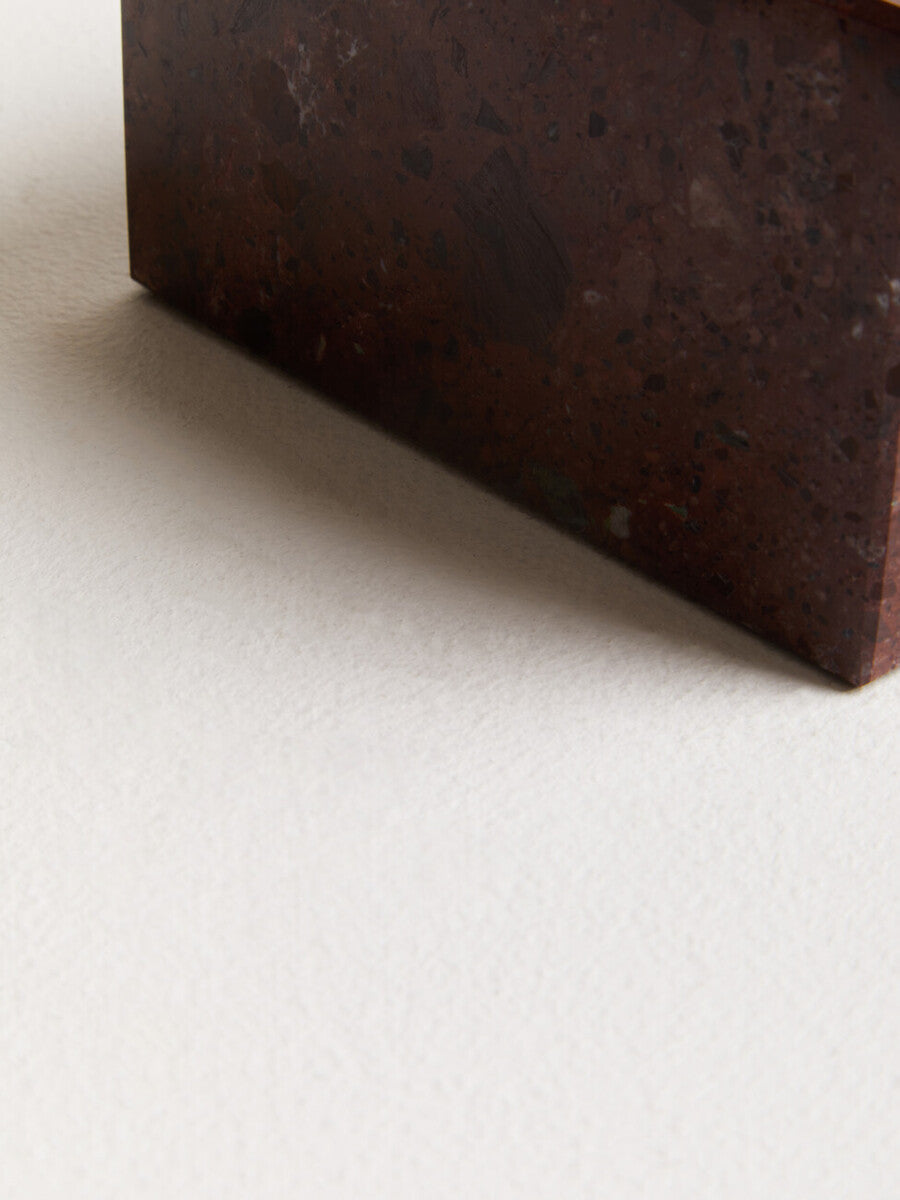 Orsina Salmo Square Red Marble Bowl – Modern Stone Centerpiece