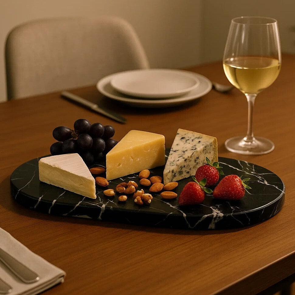 Orsina Salmo Oval Black Marble Chopping and Serving Board