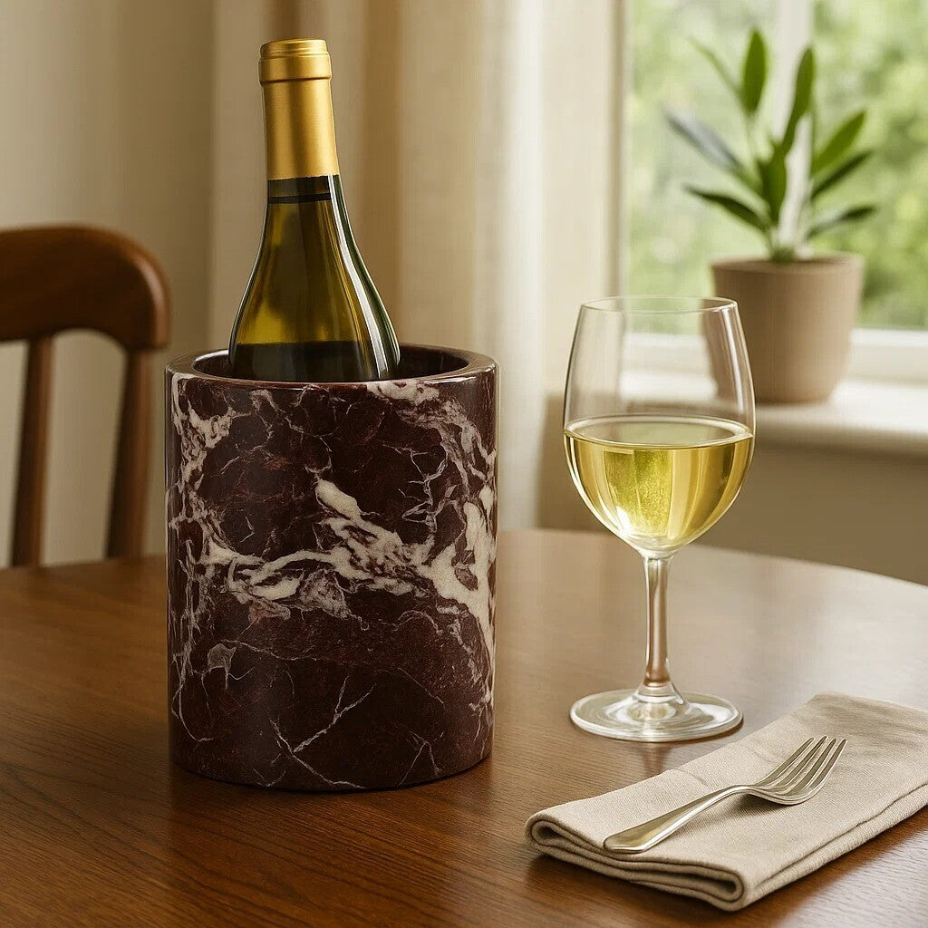 Orsina Salmo Red Marble Wine Cooler – Natural Stone Bottle Chiller