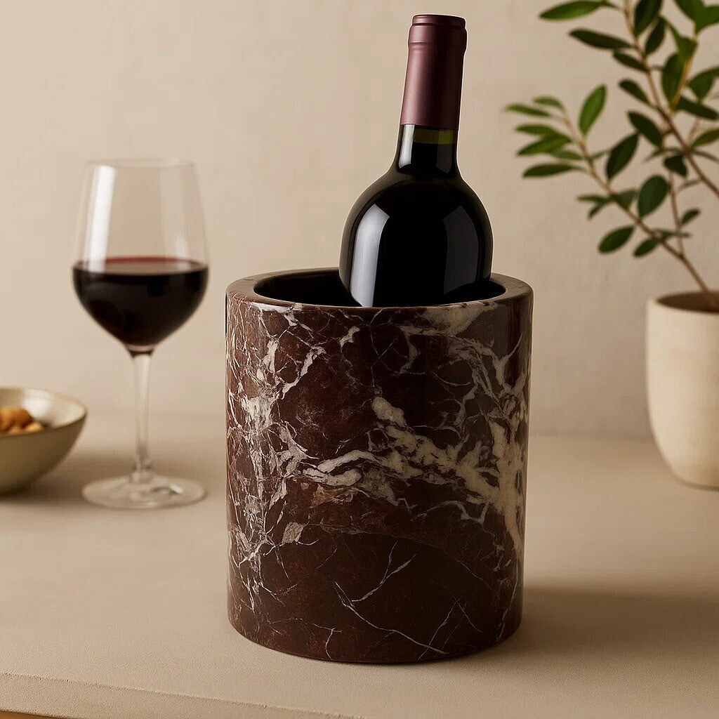 Orsina Salmo Red Marble Wine Cooler – Natural Stone Bottle Chiller