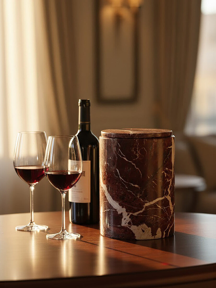 Orsina Salmo Red Marble Ice Bucket – Luxury Stone Barware Accessory