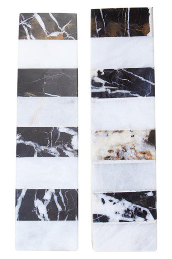 Orsina Soma Striped Marble Bookends | Black and White Stone Set of 2
