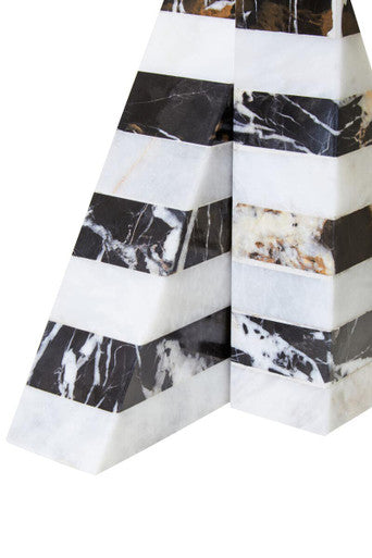 Orsina Soma Striped Marble Bookends | Black and White Stone Set of 2