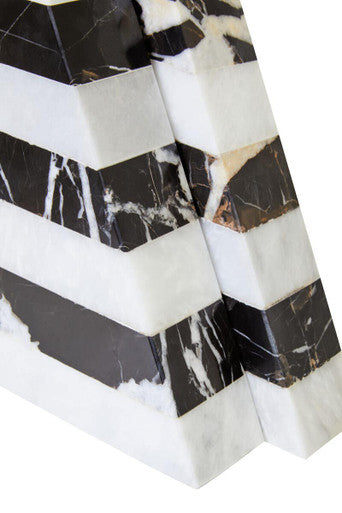 Orsina Soma Striped Marble Bookends | Black and White Stone Set of 2