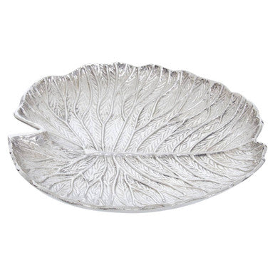 Orsina Salma Large Silver Lotus Leaf Plate – Aluminium Decorative Tray