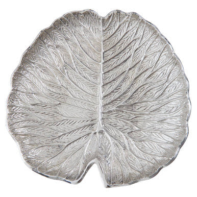 Orsina Salma Large Silver Lotus Leaf Plate – Aluminium Decorative Tray