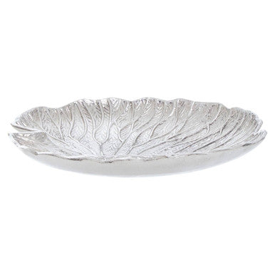 Orsina Salma Large Silver Lotus Leaf Plate – Aluminium Decorative Tray