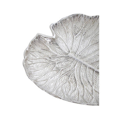 Orsina Salma Large Silver Lotus Leaf Plate – Aluminium Decorative Tray
