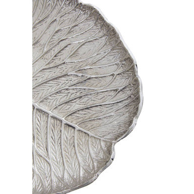 Orsina Salma Large Silver Lotus Leaf Plate – Aluminium Decorative Tray