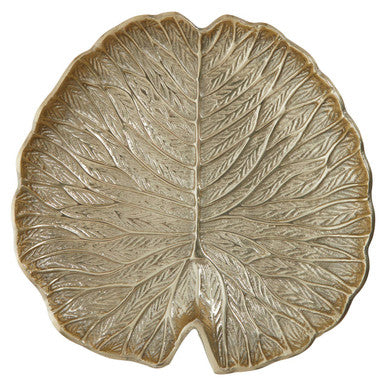 Orsina Salma Large Gold Lotus Leaf Decorative Plate | Aluminium Centerpiece