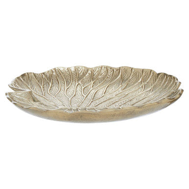 Orsina Salma Large Gold Lotus Leaf Decorative Plate | Aluminium Centerpiece