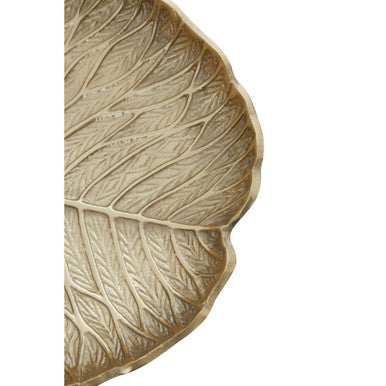 Orsina Salma Large Gold Lotus Leaf Decorative Plate | Aluminium Centerpiece
