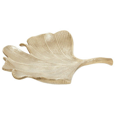 Orsina Large Ginkgo Leaf Decorative Dish – Antique Gold Aluminium