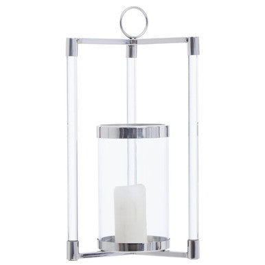Orsina Franklin Silver Lantern – Small Stainless Steel & Glass Candleholder