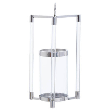 Orsina Franklin Silver Lantern – Small Stainless Steel & Glass Candleholder