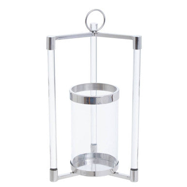 Orsina Franklin Silver Lantern – Small Stainless Steel & Glass Candleholder