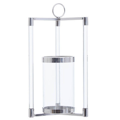 Orsina Franklin Silver Lantern – Small Stainless Steel & Glass Candleholder