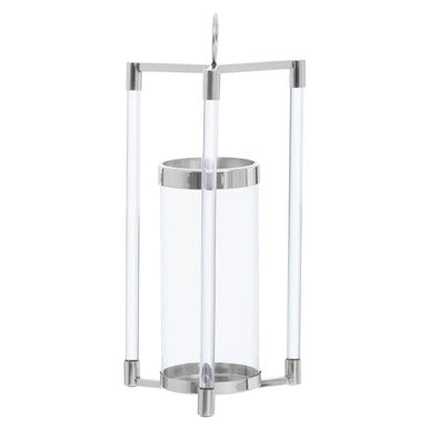 Orsina Franklin Large Silver Stainless Steel Lantern with Glass Chimney