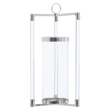 Orsina Franklin Large Silver Stainless Steel Lantern with Glass Chimney