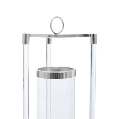 Orsina Franklin Large Silver Stainless Steel Lantern with Glass Chimney
