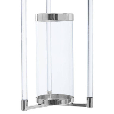 Orsina Franklin Large Silver Stainless Steel Lantern with Glass Chimney