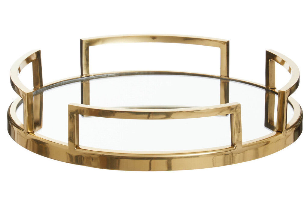 Orsina Cruzar Gold Mirrored Tray – Stainless Steel Decorative Vanity Tray