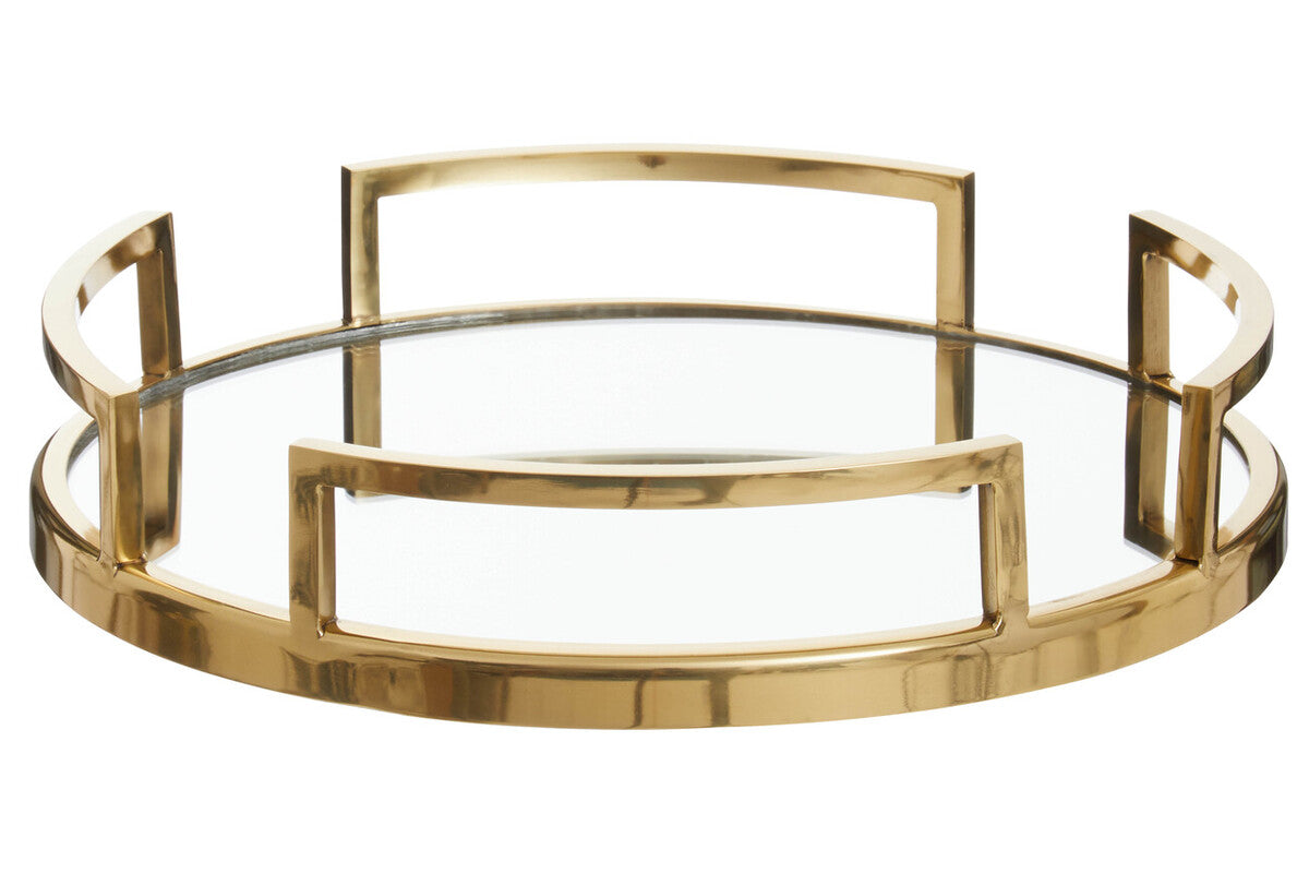 Orsina Cruzar Gold Mirrored Tray – Stainless Steel Decorative Vanity Tray