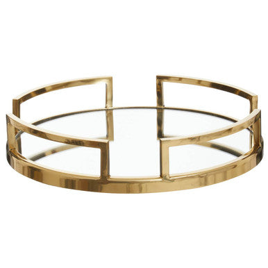 Orsina Cruzar Gold Mirrored Tray – Stainless Steel Decorative Vanity Tray