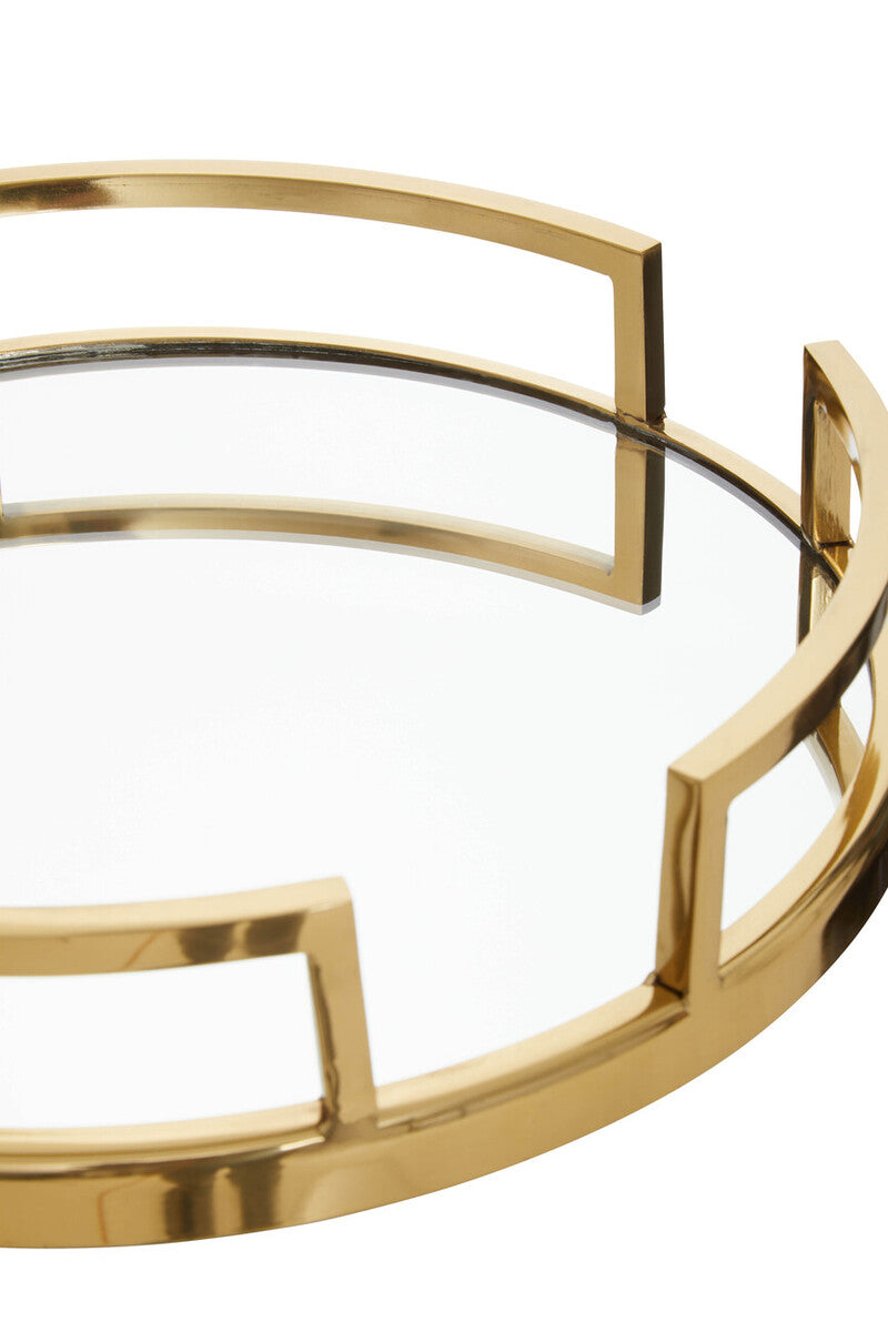 Orsina Cruzar Gold Mirrored Tray – Stainless Steel Decorative Vanity Tray