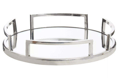 Orsina Cruzar Mirrored Tray – Silver Stainless Steel Decorative Organizer