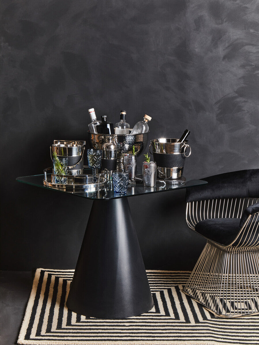 Orsina Cruzar Mirrored Tray – Silver Stainless Steel Decorative Organizer