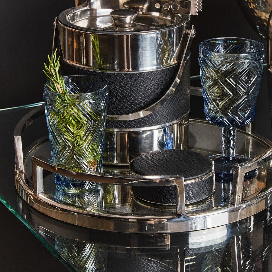 Orsina Cruzar Mirrored Tray – Silver Stainless Steel Decorative Organizer