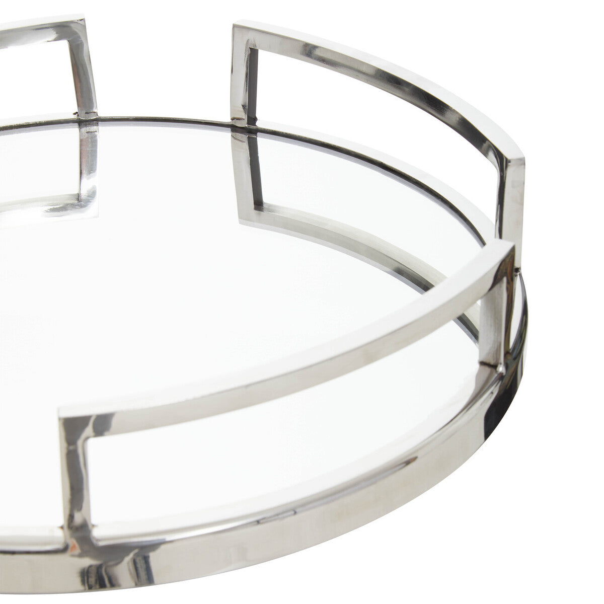 Orsina Cruzar Mirrored Tray – Silver Stainless Steel Decorative Organizer