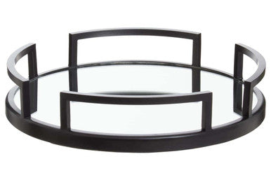 Orsina Cruzar Mirrored Tray – Matte Black Stainless Steel Vanity Decor