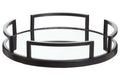 Orsina Cruzar Mirrored Tray – Matte Black Stainless Steel Vanity Decor