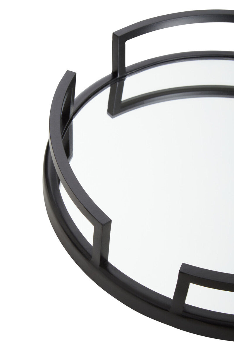 Orsina Cruzar Mirrored Tray – Matte Black Stainless Steel Vanity Decor