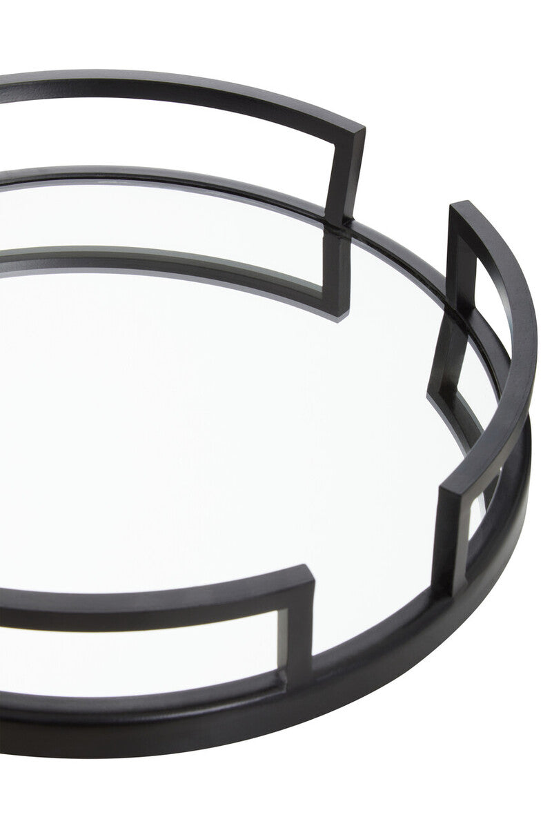 Orsina Cruzar Mirrored Tray – Matte Black Stainless Steel Vanity Decor