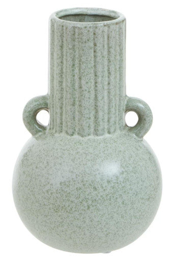 Orsina Calcita Small Speckled Green Ceramic Vase with Twin Handles