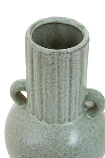 Orsina Calcita Small Speckled Green Ceramic Vase with Twin Handles